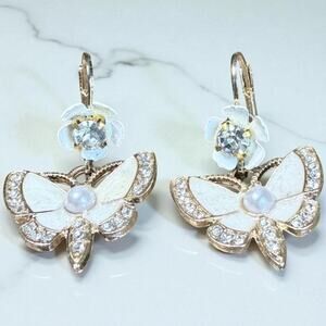 White and gold butterfly earrings